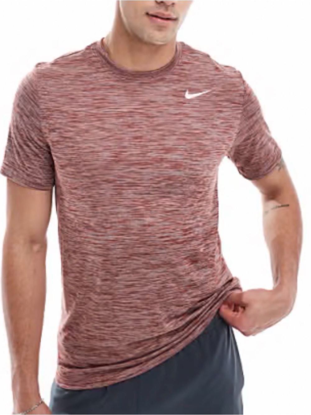 Nike Men's Heathered Red Short Sleeve Dri-FIT Tee